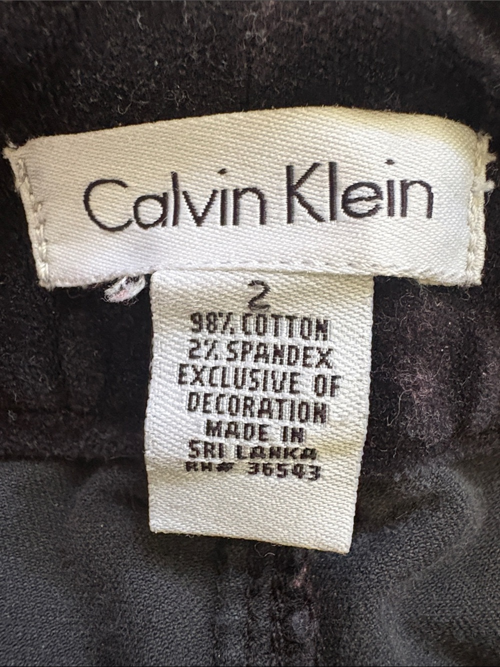 Calvin Klein Black Velvet Women's Slim Pants Size 2 - Picture 7 of 9